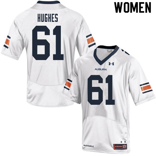 Women #61 Reed Hughes Auburn Tigers College Football Jerseys Sale-White